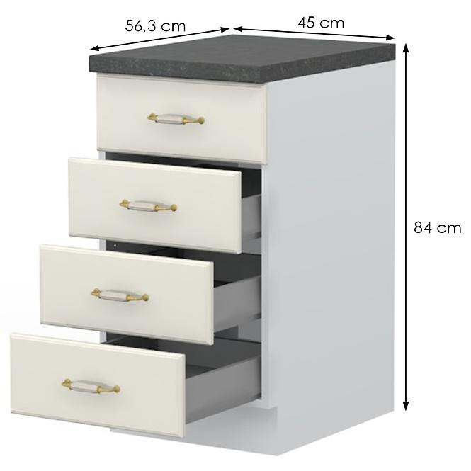 Kuchynská skrinka Evergreen R-45-4MBOX/4 4S ivorymat