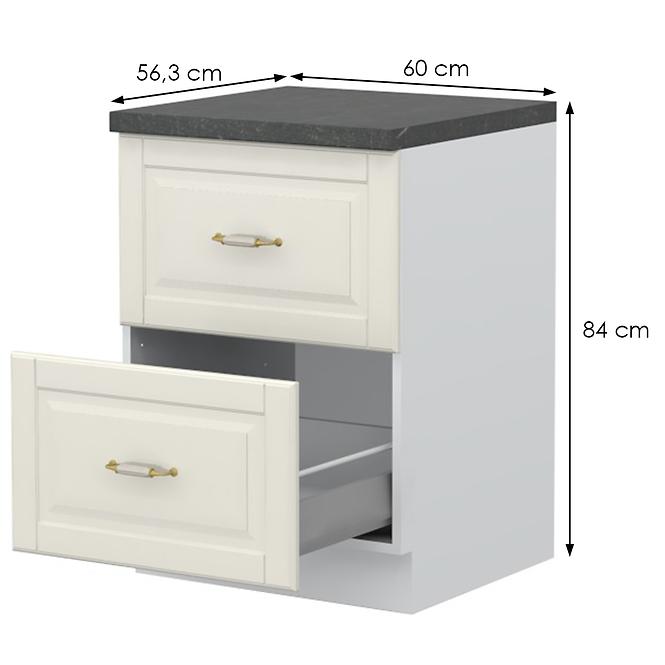 Kuchynská skrinka Evergreen R-60-2MBOX/4 2S ivorymat