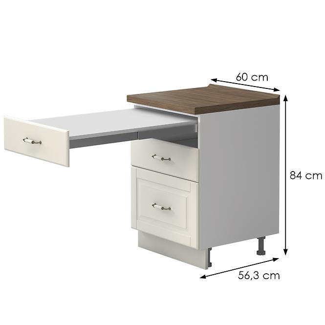 Kuchynská skrinka Evergreen R-60-3FMS/4 ivorymat