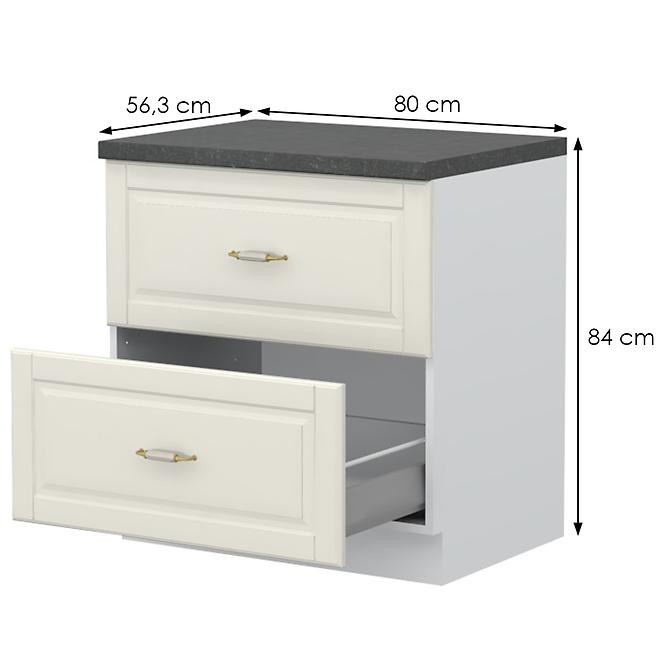 Kuchynská skrinka Evergreen R-80-2MBOX/4 2S ivorymat