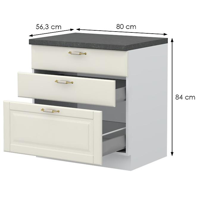 Kuchynská skrinka Evergreen R-80-3MBOX/4 3S ivorymat