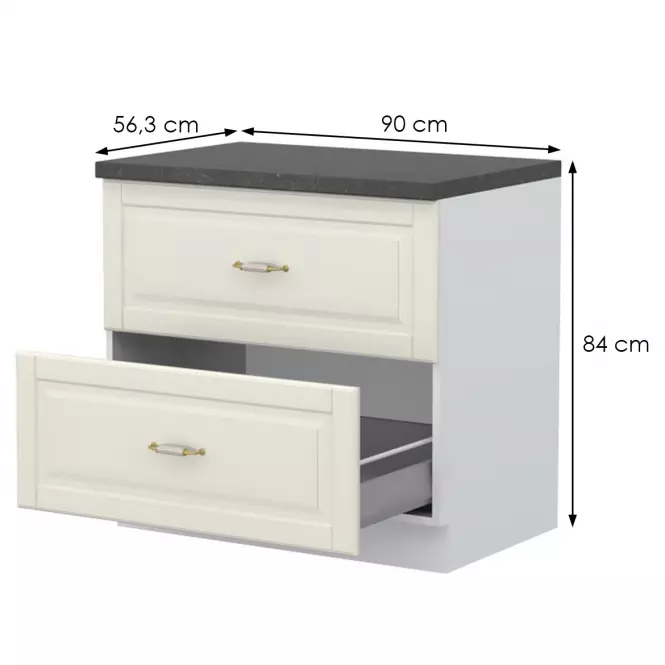 Kuchynská skrinka Evergreen R-90-2MBOX/4 ivorymat
