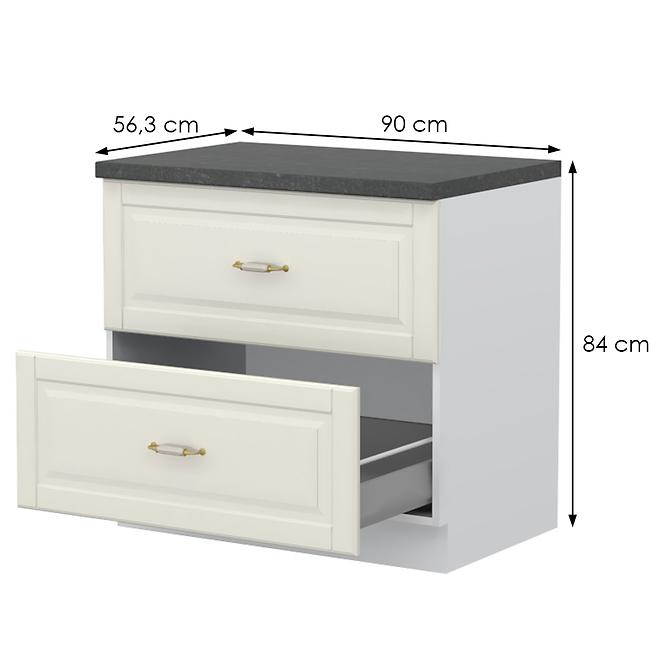 Kuchynská skrinka Evergreen R-90-2MBOX/4 ivorymat
