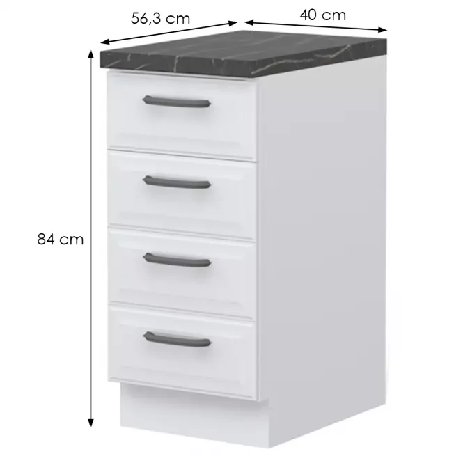 Skrinka do kuchyne Evia r-40-4f/4 4s pearl grey matná
