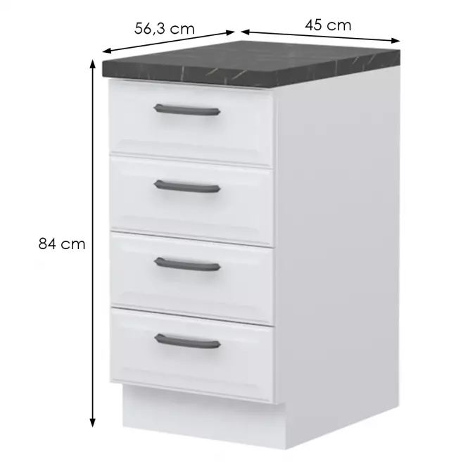 Skrinka do kuchyne Evia r-45-4f/4 4s pearl grey matná