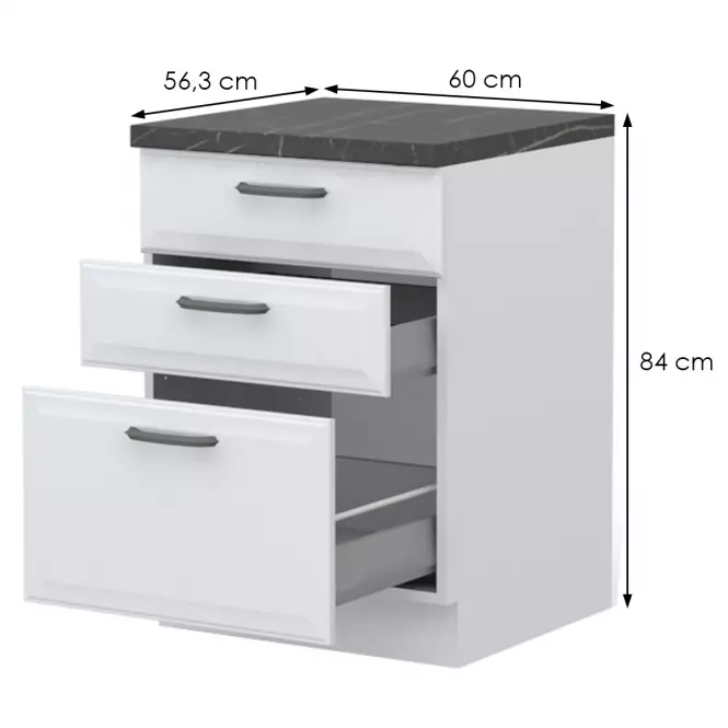 Skrinka do kuchyne Evia r-60-3mbox/4 3s pearl grey matná