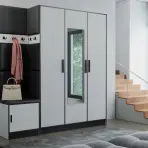 Predsieňový nábytok Roj 14 biely + Madryt 1100 ekokoža čierna