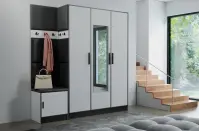 Predsieňový nábytok Roj 14 biely + Madryt 1100 syntetická koža čierna