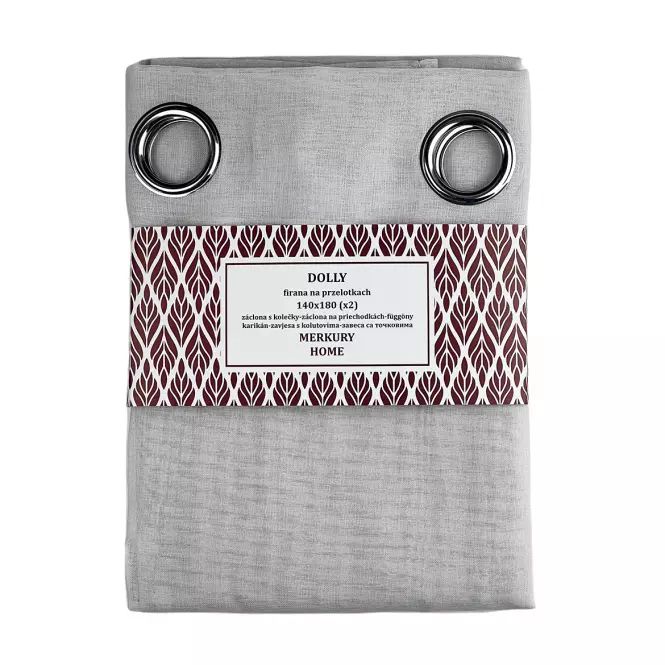 Záclona na priechodkách Dolly polyester svetlosivá 140x180 (x2) Merkury Home