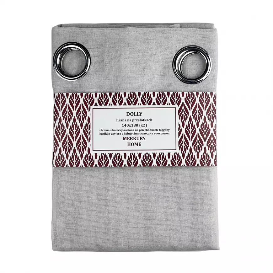 Záclona na priechodkách Dolly polyester svetlosivá 140x180 (x2) Merkury Home