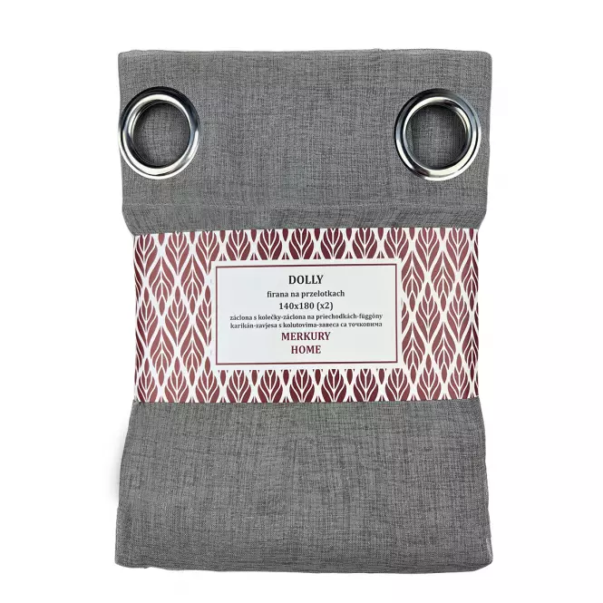 Záclona na priechodkách Dolly polyester tmavo šedá 140x180 (x2) Merkury Home