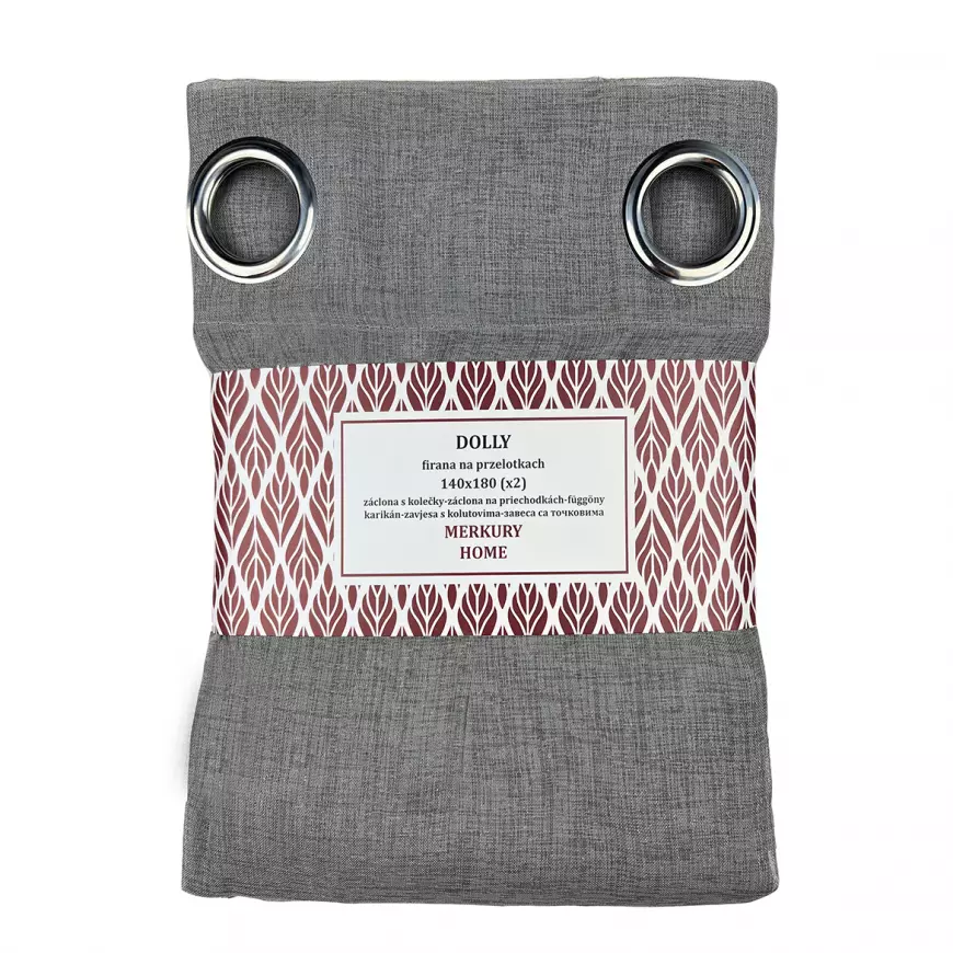 Záclona na priechodkách Dolly polyester tmavo šedá 140x180 (x2) Merkury Home