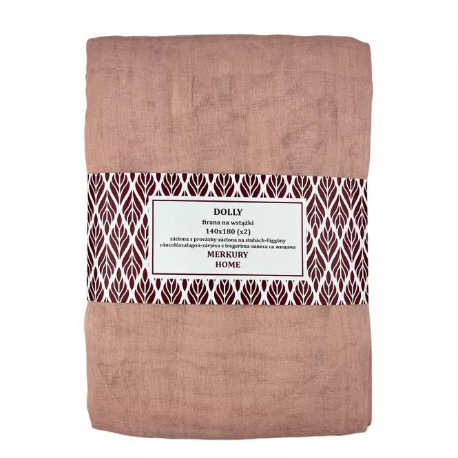 Záclona na stuhách Dolly polyester svetlo ružový 140x180 (x2) Merkury Home