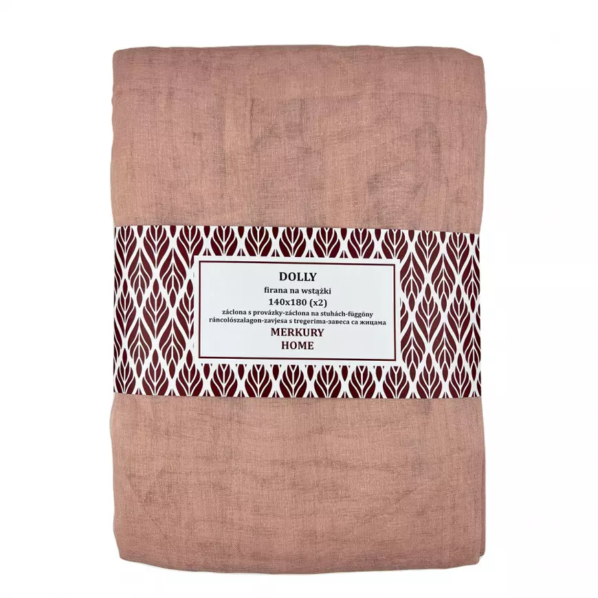 Záclona na stuhách Dolly polyester svetloružová 140x180 (x2) Merkury Home