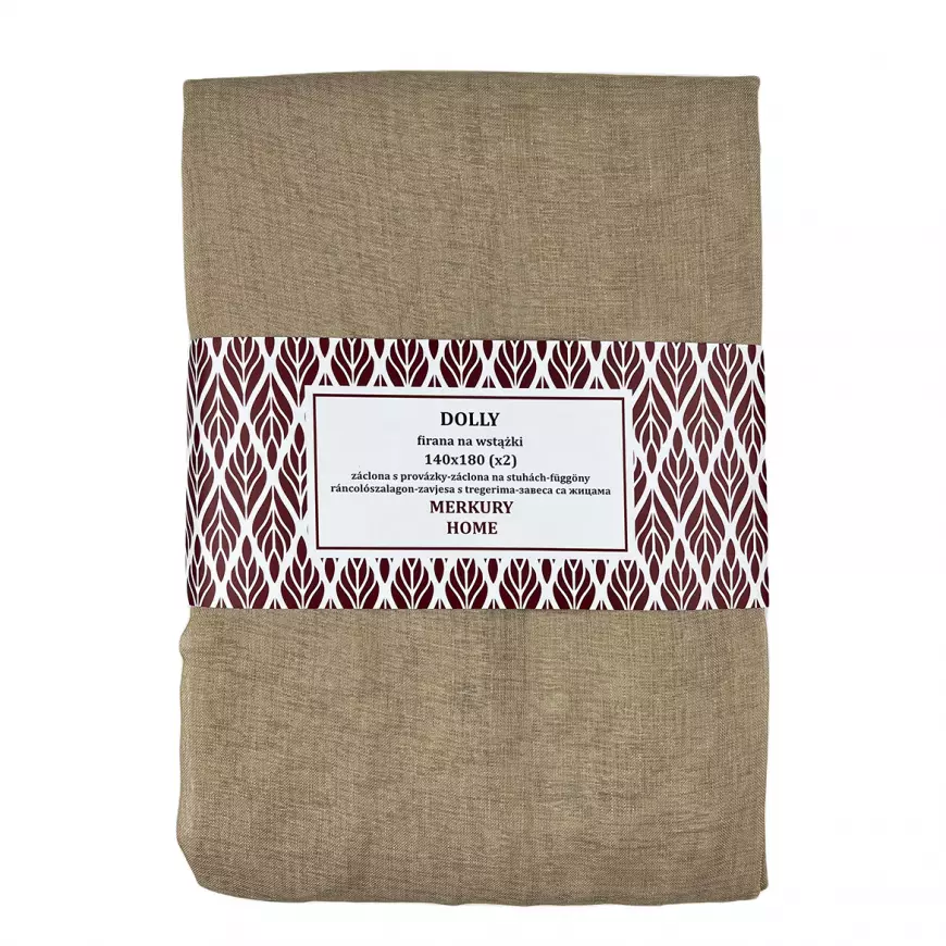 Záclona na stuhách Dolly polyester béžová 140x180 (x2) Merkury Home