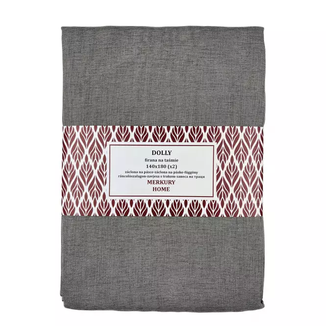 Záclona na páske Dolly polyester tmavo šedá 140x180 (x2) Merkury Home