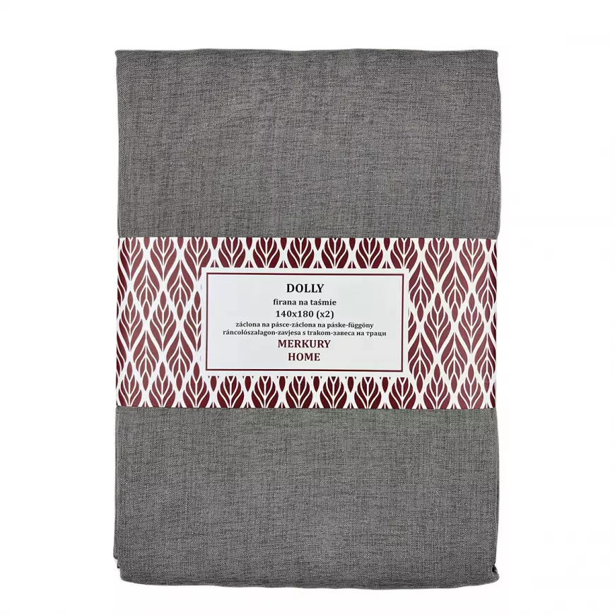Záclona na páske Dolly polyester tmavo šedá 140x180 (x2) Merkury Home