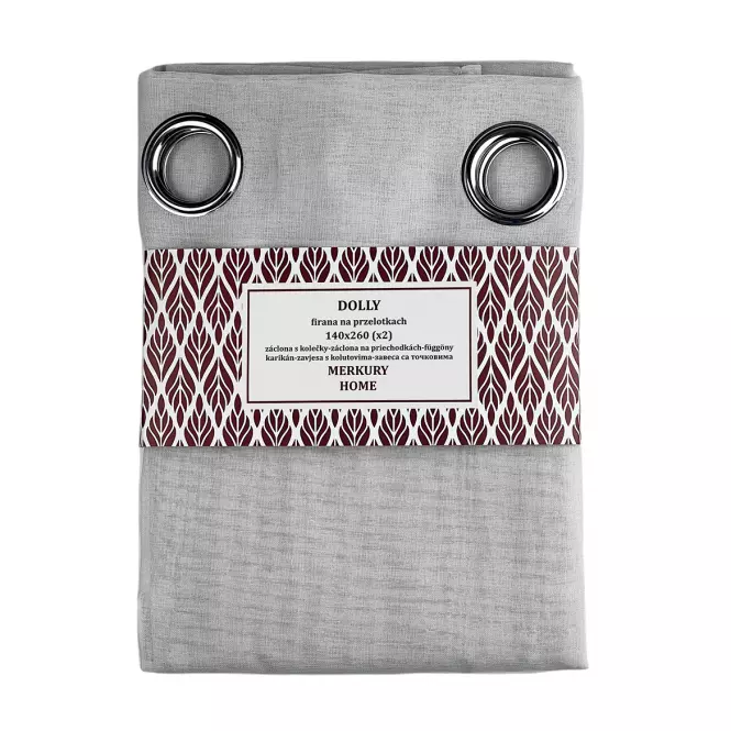 Záclona na priechodkách Dolly polyester svetlo sivá 140x260 (x2) Merkury Home