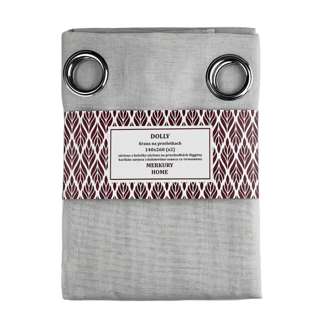 Záclona na priechodkách Dolly polyester svetlosivá 140x260 (x2) Merkury Home