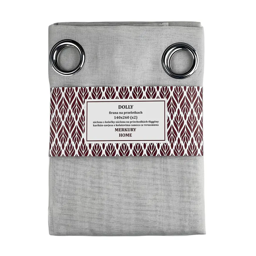 Záclona na priechodkách Dolly polyester svetlosivá 140x260 (x2) Merkury Home