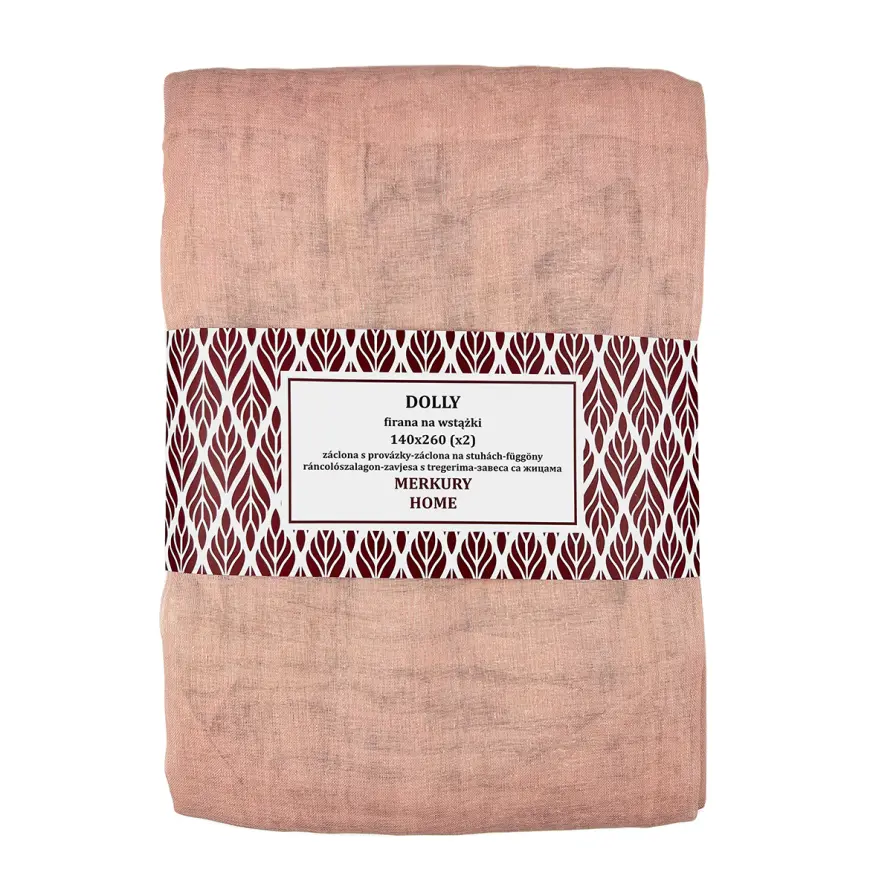 Záclona na stuhách Dolly polyester svetloružová 140x260 (x2) Merkury Home
