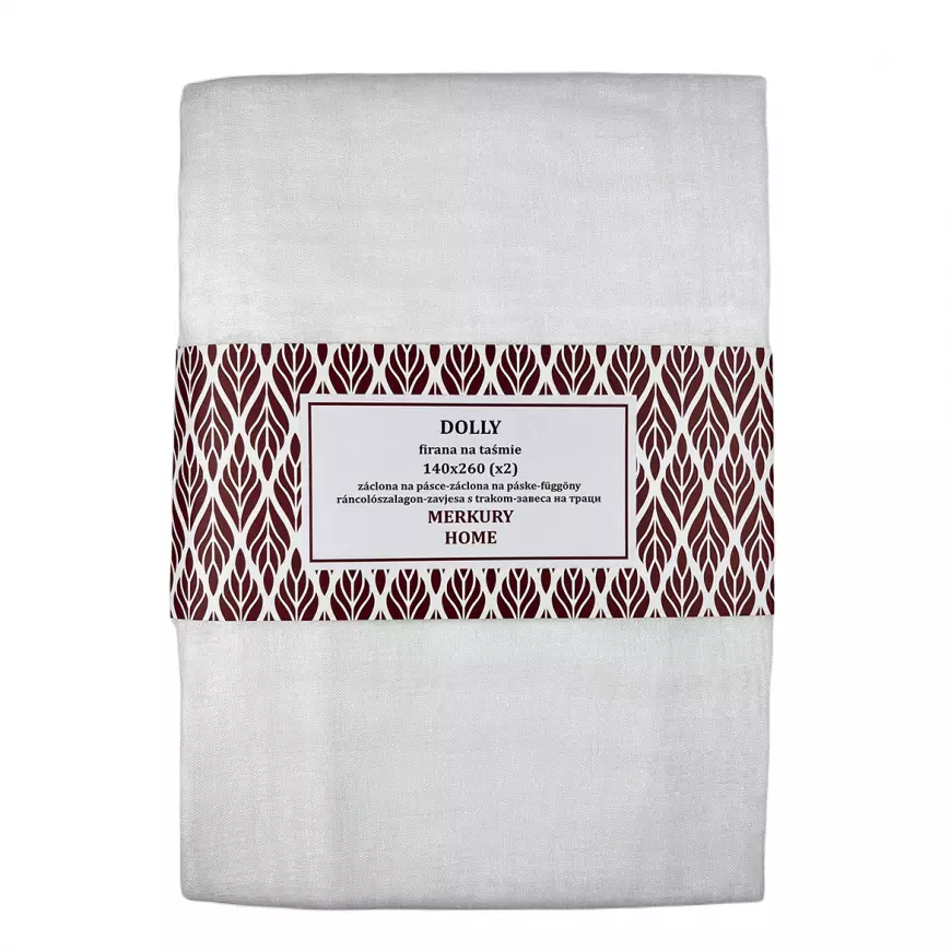 Záclona na páske Dolly polyester biela 140x260 (x2) Merkury Home
