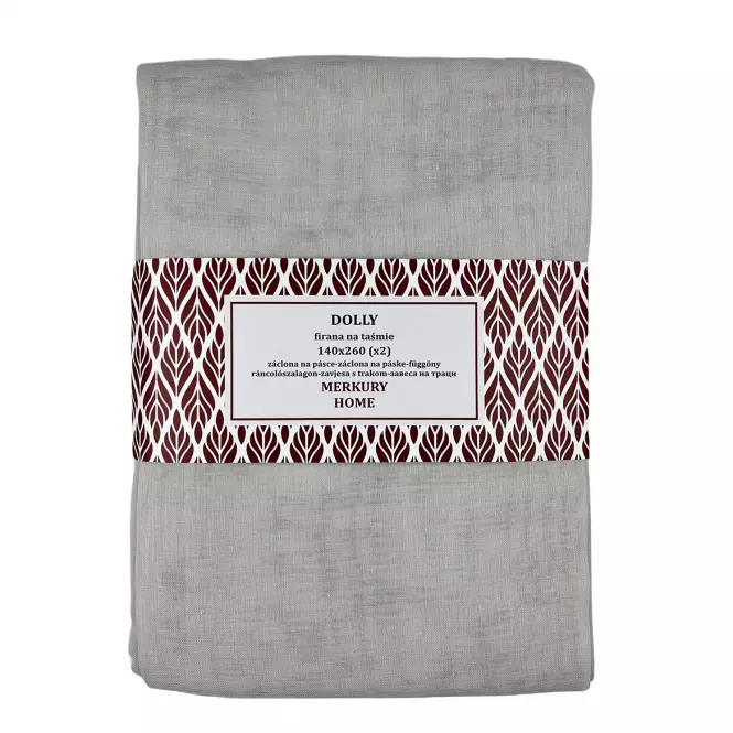 Záclona na páske Dolly polyester svetlosivá 140x260 (x2) Merkury Home