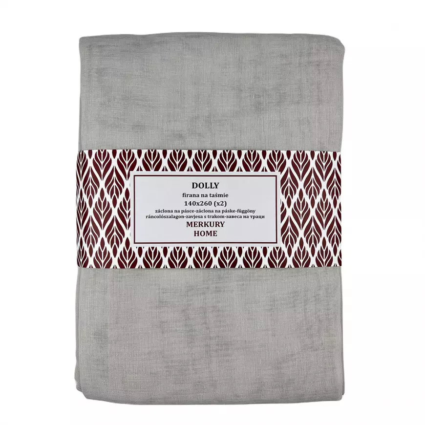 Záclona na páske Dolly polyester svetlosivá 140x260 (x2) Merkury Home