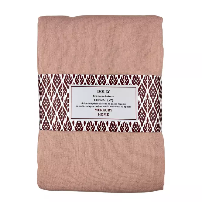 Záclona na páske Dolly polyester svetloružová 140x260 (x2) Merkury Home