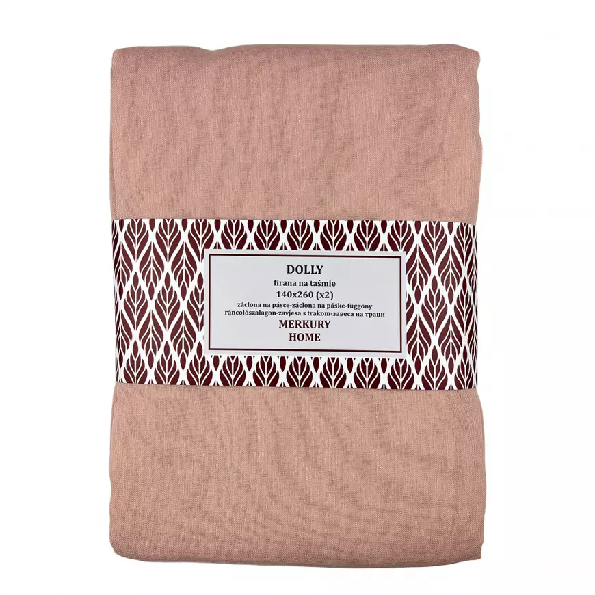 Záclona na páske Dolly polyester svetloružová 140x260 (x2) Merkury Home