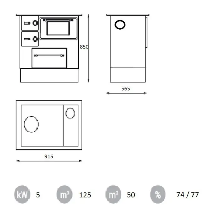Kuchynské kachle Regular 46 Eco De Lux 8 kW pravé,2