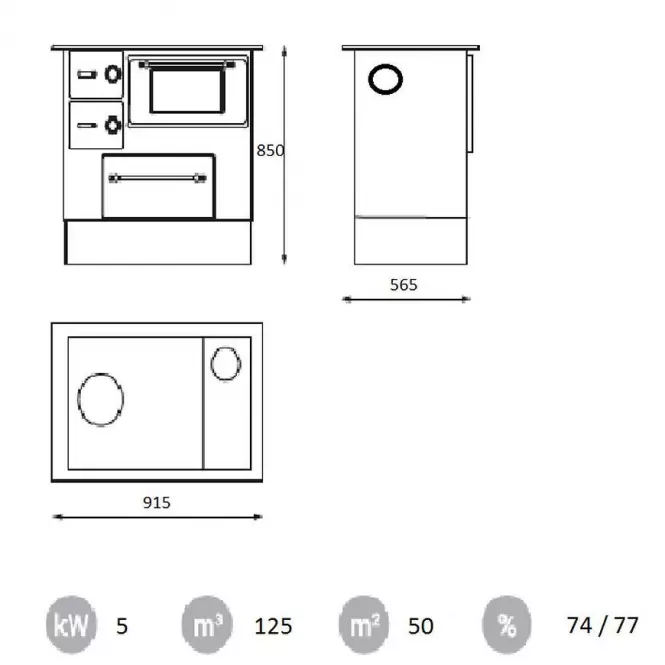Kuchynská kachle Regular 46 Eco De Lux 8 kW ľava