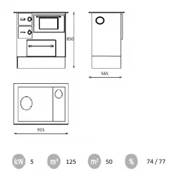 Kuchynské kachle Regular 46 ECO biela 8 kW pravé