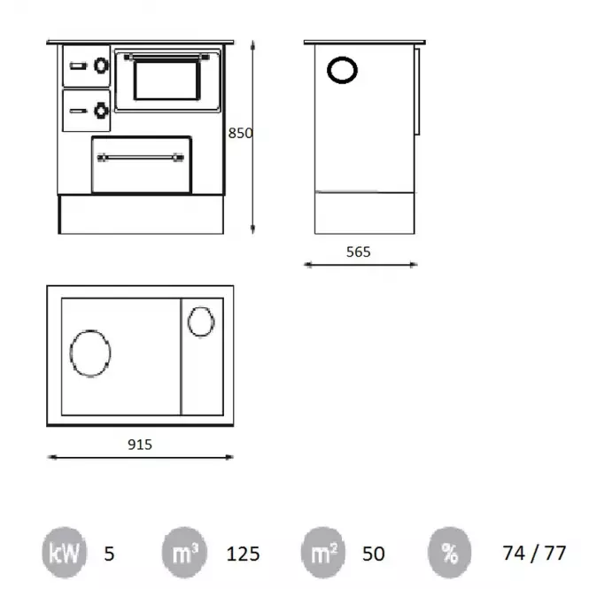 Kuchynské kachle Regular 46 ECO biela 8 kW pravé