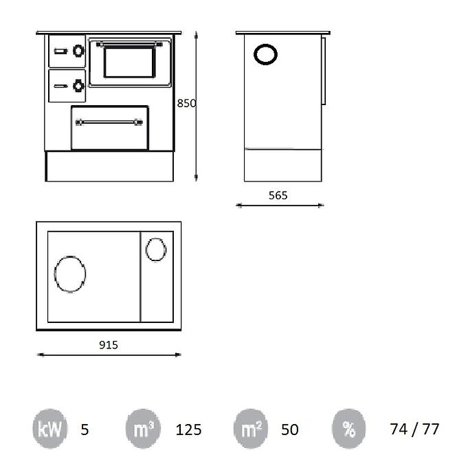 Kuchynské kachle Regular 46 ECO biela 8 kW pravé