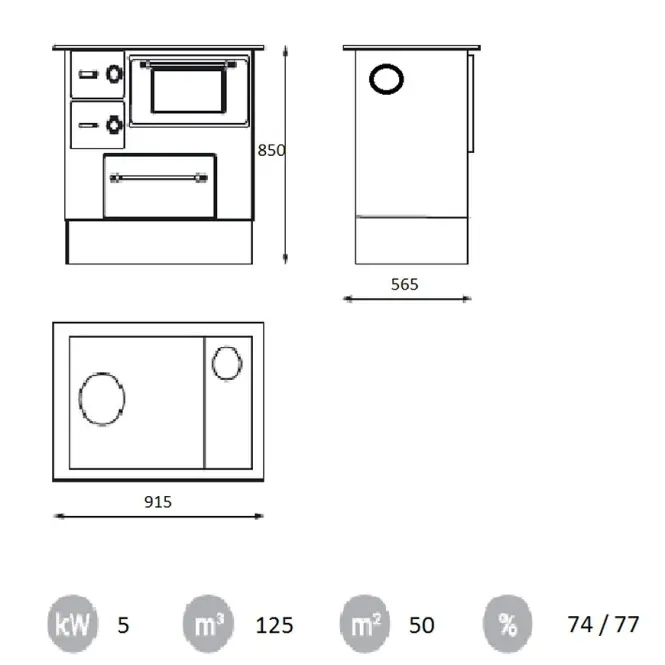 Kuchynské kachle Regular 46 ECO biela 8 kW pravé,2