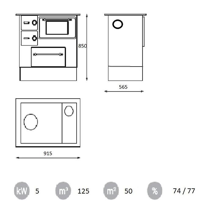 Kuchynská kachle Regular 46 Eco biela 8 kW láva