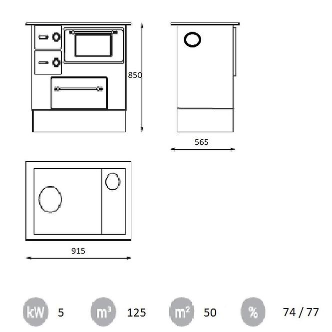 Kuchynská kachle Regular 46 Eco biela 8 kW láva