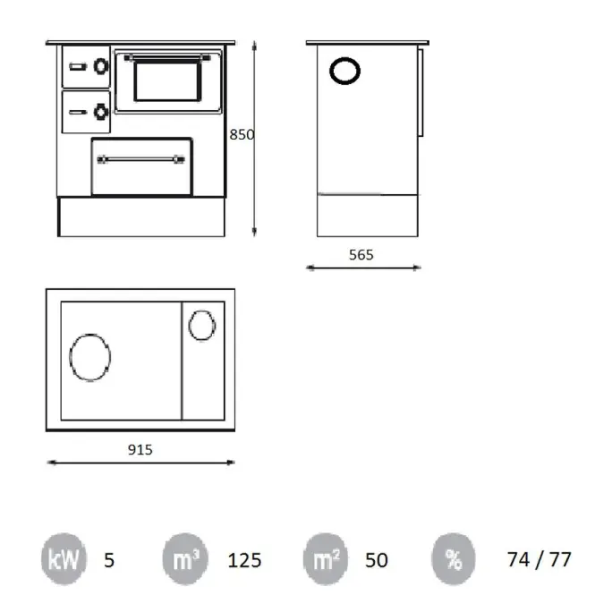 Kuchynské kachle Regular 46 Eco biela 8 kW ľavé