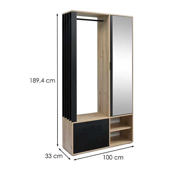 Predsieňový nábytok Milo Dub Artisan/čierna,2