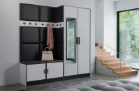Predsieňový nábytok Roj 21 biely + Madryt 1100 ekokoža čierna