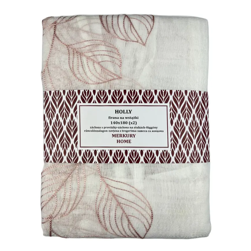 Záclona na stuhách Holly polyester svetloružový 140x180 Merkury Home II/22