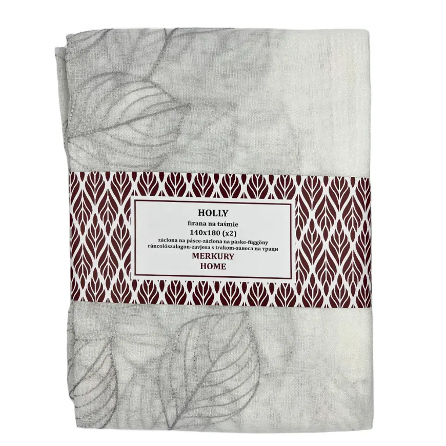 Záclona na páske Holly polyester svetlosivá 140x180 Merkury Home II/22