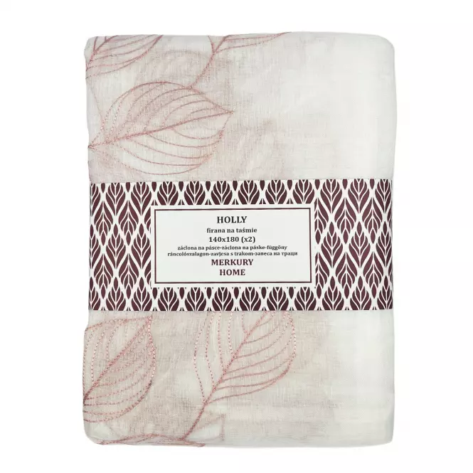 Záclona na páske Holly polyester svetlo ružový 140x180 Merkury Home II/22