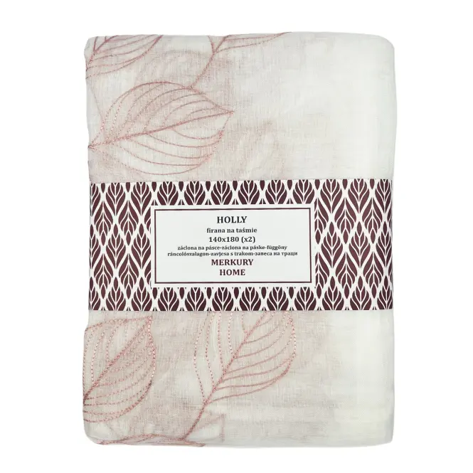 Záclona na páske Holly polyester svetloružový 140x180 Merkury Home II/22