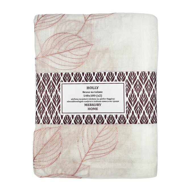 Záclona na páske Holly polyester svetloružový 140x180 Merkury Home II/22