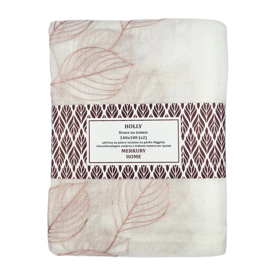 Záclona na páske Holly polyester svetloružový 140x180 Merkury Home II/22