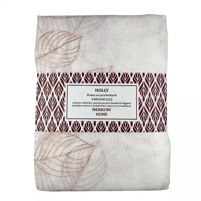 Záclona na priechodkách Holly polyester svetlo ružový 140x260 Merkury Home II/22