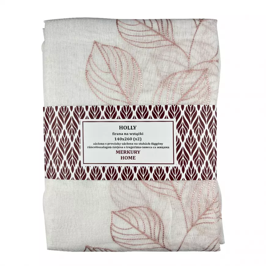 Záclona na stuhách Holly polyester svetlo ružový 140x260 Merkury Home II/22