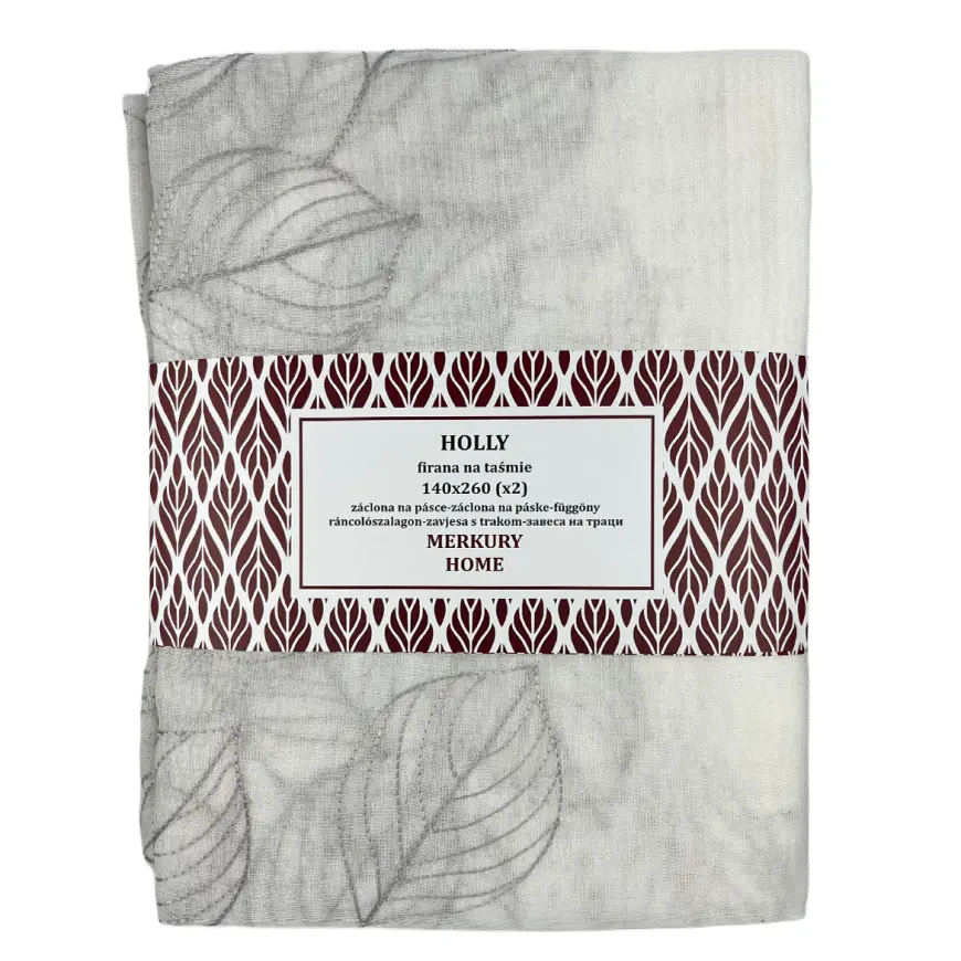 Záclona na páske Holly polyester svetlosivá 140x260 Merkury Home II/22